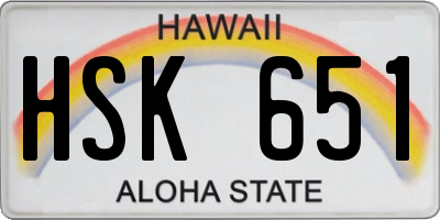 HI license plate HSK651