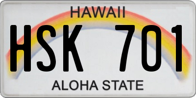 HI license plate HSK701