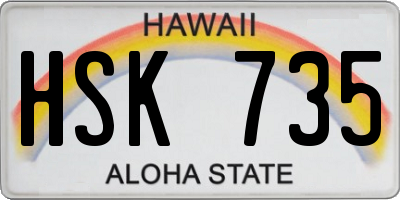 HI license plate HSK735
