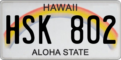 HI license plate HSK802