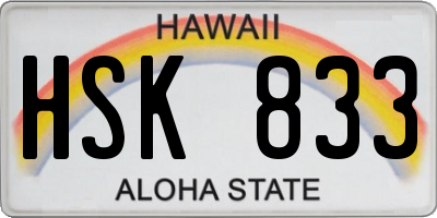 HI license plate HSK833