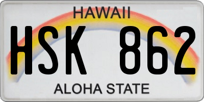 HI license plate HSK862