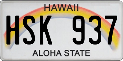 HI license plate HSK937