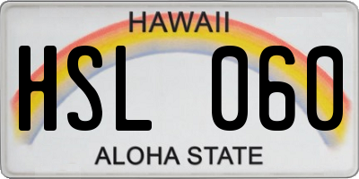 HI license plate HSL060