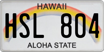 HI license plate HSL804