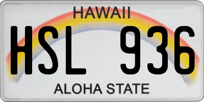 HI license plate HSL936