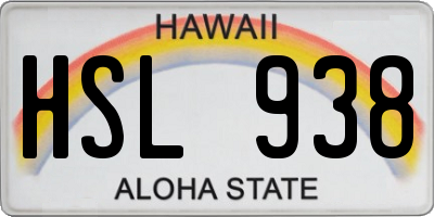 HI license plate HSL938