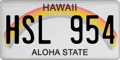 HI license plate HSL954