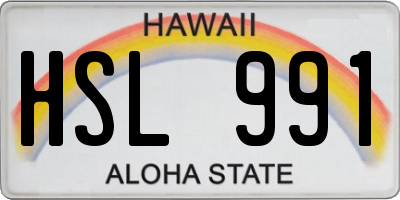HI license plate HSL991