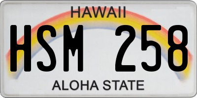 HI license plate HSM258