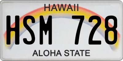 HI license plate HSM728