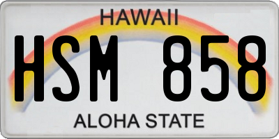 HI license plate HSM858