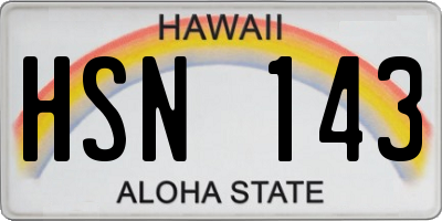 HI license plate HSN143