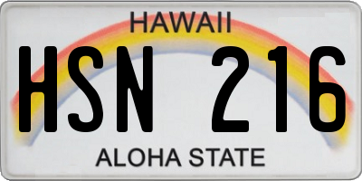 HI license plate HSN216