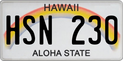 HI license plate HSN230