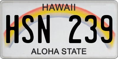 HI license plate HSN239