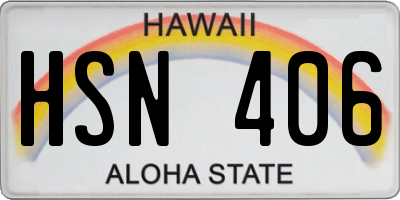 HI license plate HSN406