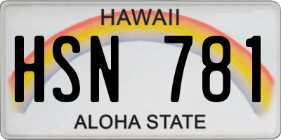 HI license plate HSN781