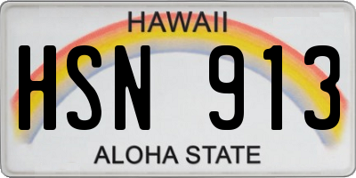 HI license plate HSN913