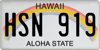 HI license plate HSN919