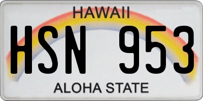 HI license plate HSN953