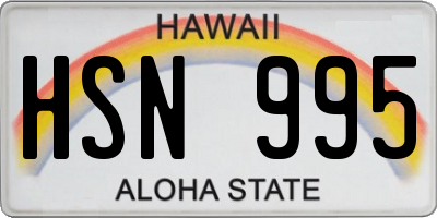 HI license plate HSN995
