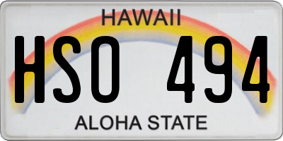 HI license plate HSO494