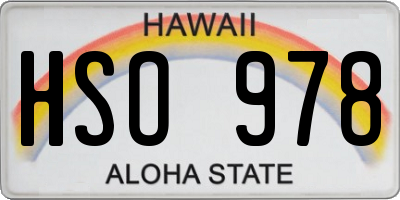 HI license plate HSO978