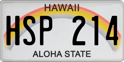 HI license plate HSP214