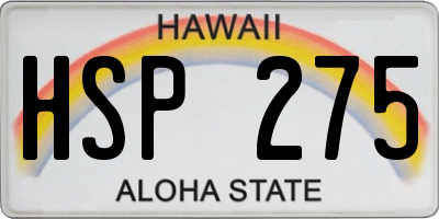 HI license plate HSP275