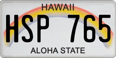 HI license plate HSP765