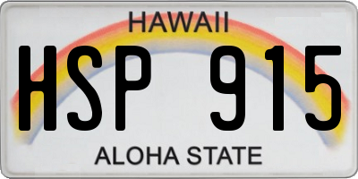HI license plate HSP915