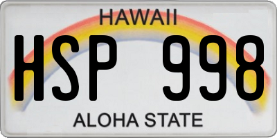 HI license plate HSP998