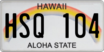 HI license plate HSQ104