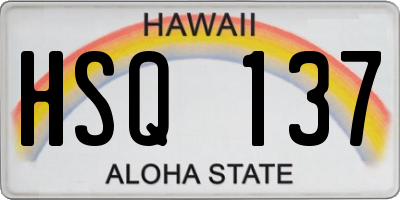 HI license plate HSQ137