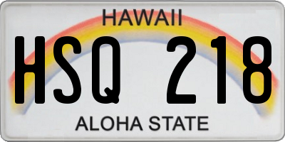 HI license plate HSQ218