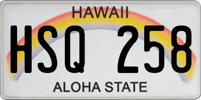 HI license plate HSQ258