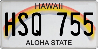 HI license plate HSQ755