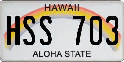 HI license plate HSS703