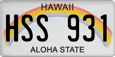 HI license plate HSS931