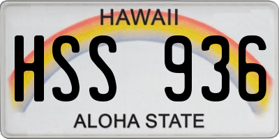 HI license plate HSS936