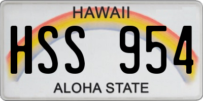 HI license plate HSS954