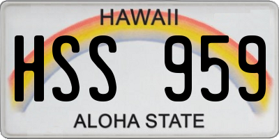 HI license plate HSS959