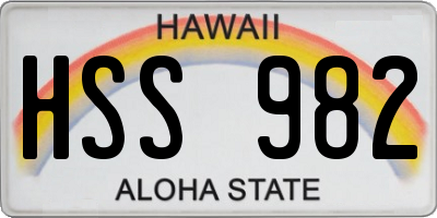 HI license plate HSS982
