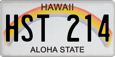 HI license plate HST214