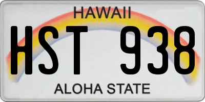 HI license plate HST938