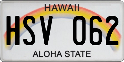 HI license plate HSV062