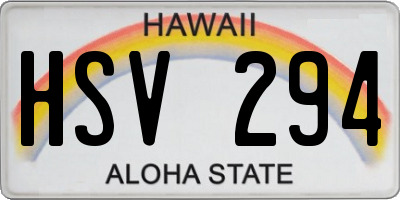 HI license plate HSV294