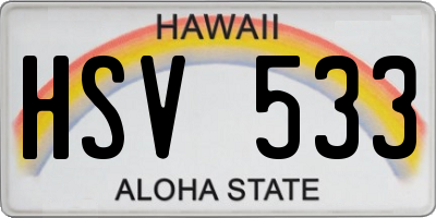 HI license plate HSV533