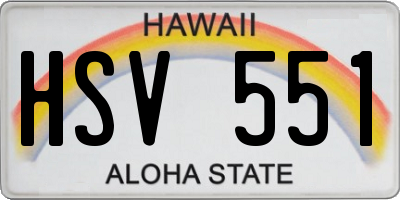 HI license plate HSV551